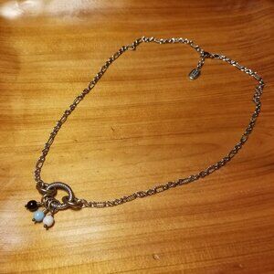 James Avery Oval Twist Changeable Charm Holder Necklace & 3 Glass Enhancer Beads